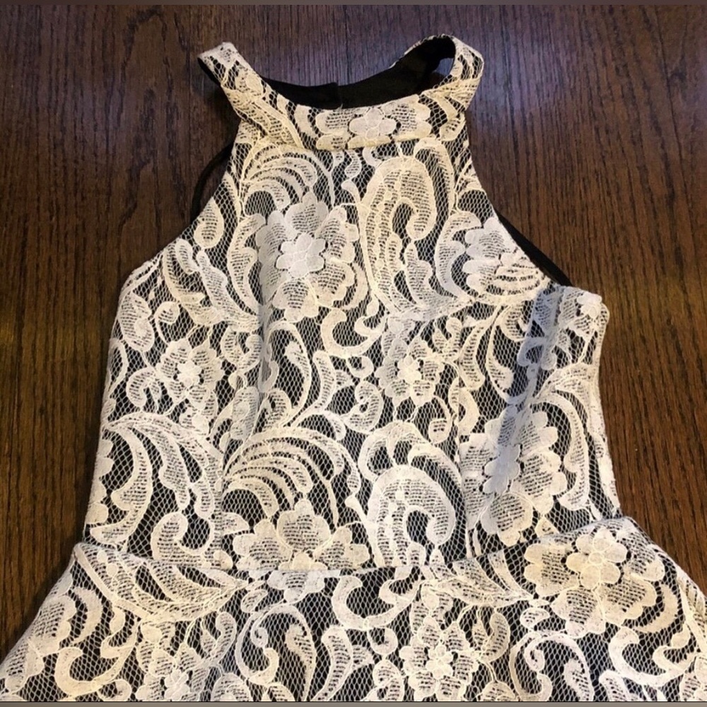Floral Lace Halter Black White Size S Dress Regency Glam Marilyne Monroe Style - Picture 5 of 7